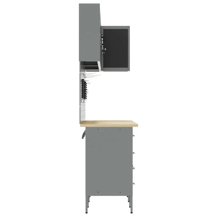 Set di mobili da lavoro con cassetto 12 pcs Nero e Grigio 3321512