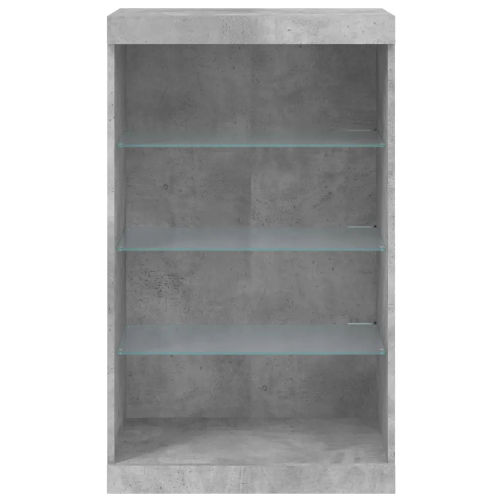 Credenza | Madia | Buffet da pranzo | Armadio da pranzo con Luci LED Grigio Cemento 60,5x37x100 cm