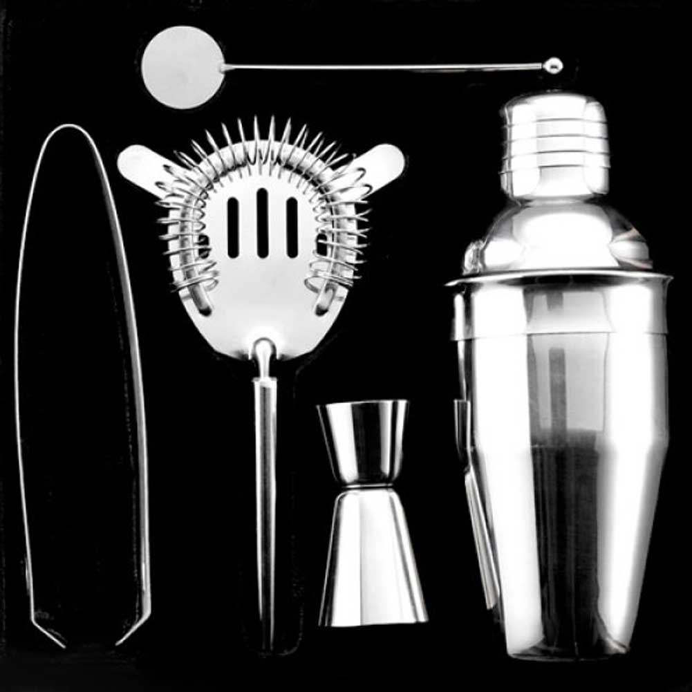 Set da Cocktail Con Shaker Pinza Ghiaccio Misurino Cucchiaio Strainer Barman