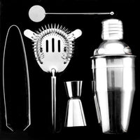 Set da Cocktail Con Shaker Pinza Ghiaccio Misurino Cucchiaio Strainer Barman
