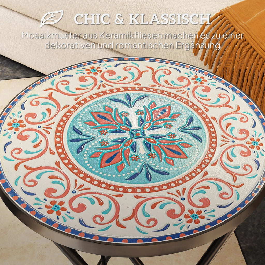Tavolo da giardino pieghevole rotondo mosaico ¨C Xylo ¨C ceramica metallo multicolore