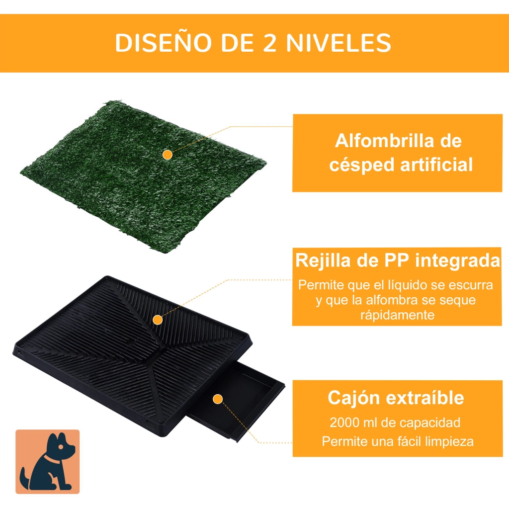 Vasca Erba Artificiale per Cani con Vassoio Estraibile ¨C zephmum ¨C 51x63x6 cm Verde