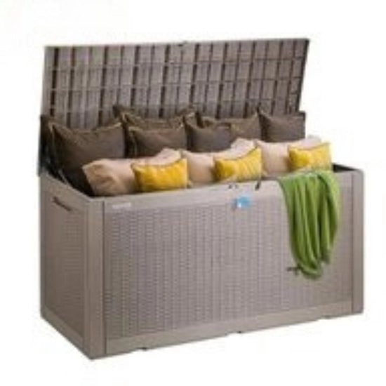 Cassetto di Stoccaggio per Giardino 143x67,5x60,5 cm – Scatola di Stoccaggio per Giardino con Cerniera – Grigio – Cassetto per Giardino Impermeabile per Esterno
