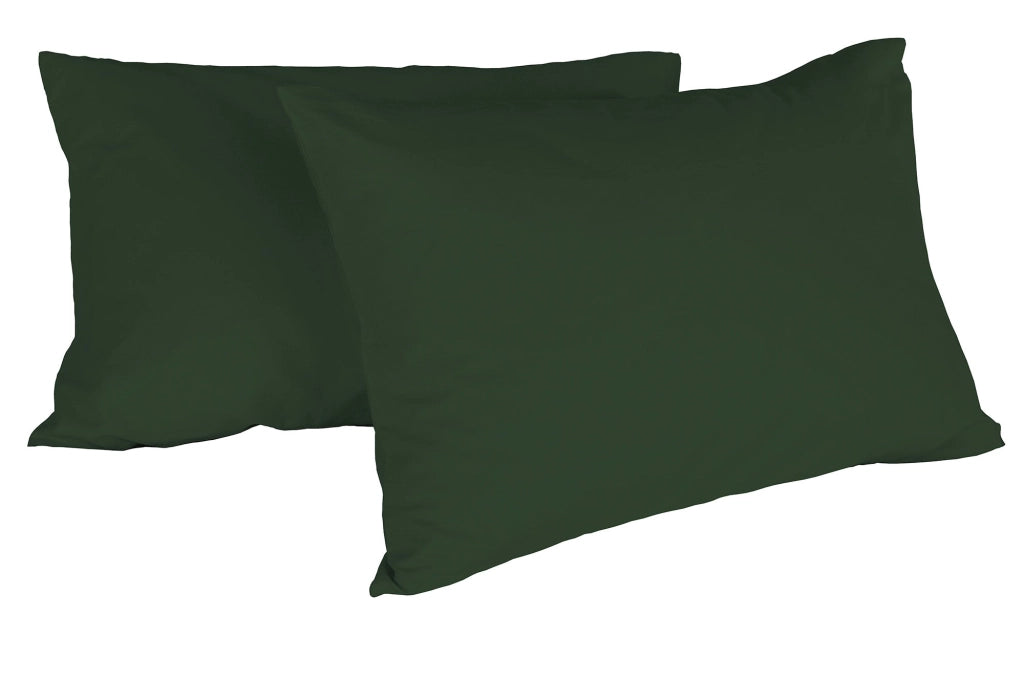 Coppia di Federe 52x82 cm in Cotone Tinta Unita Verde Oliva