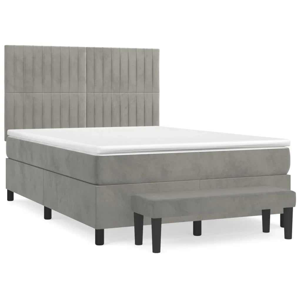 Giroletto a Molle con Materasso Grigio Chiaro 140x200cm Velluto 3137965