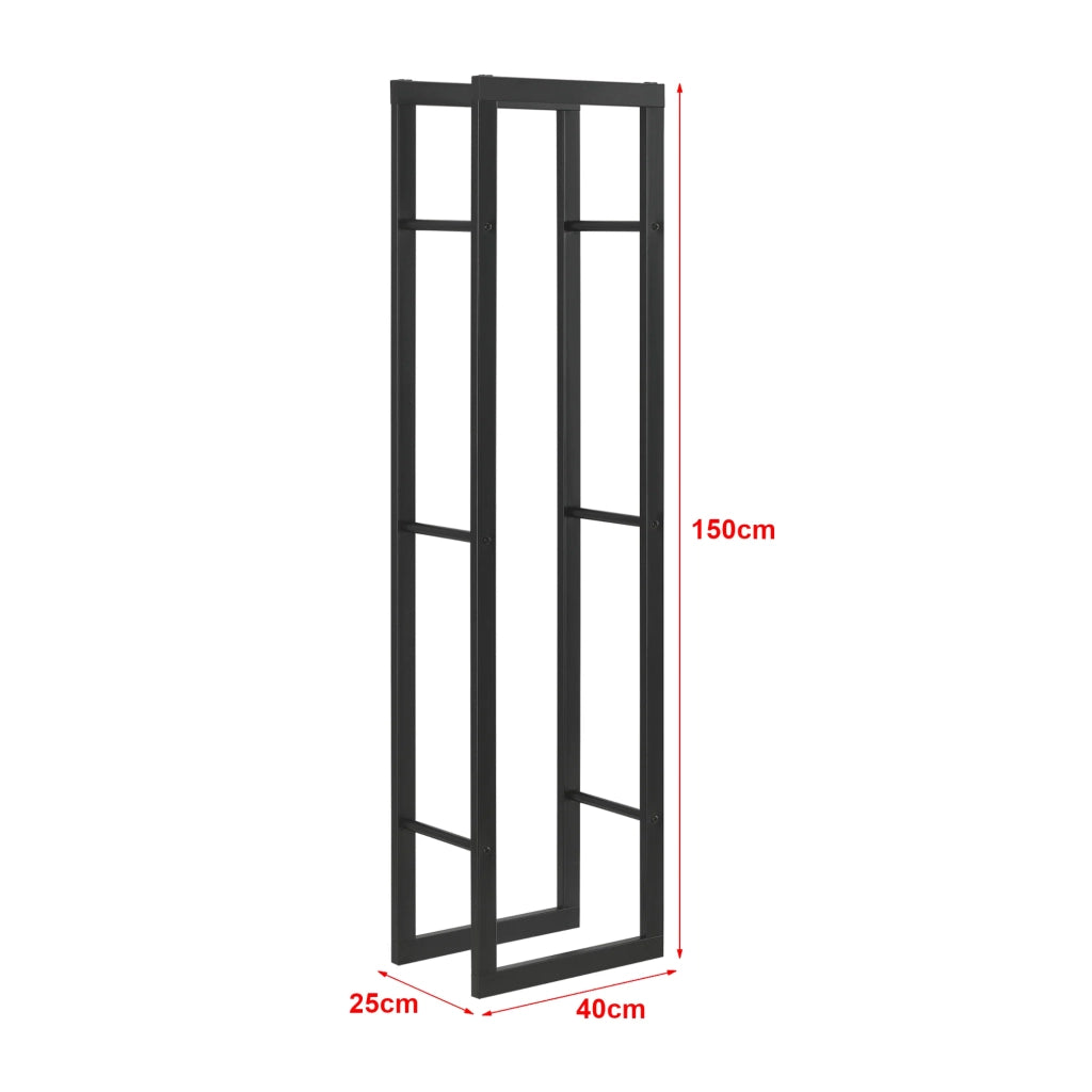 Portalegna per uso interno/esterno portalegna di design supporto per legna da ardere acciaio 40 x 25 x 150 cm nero 03_0006299