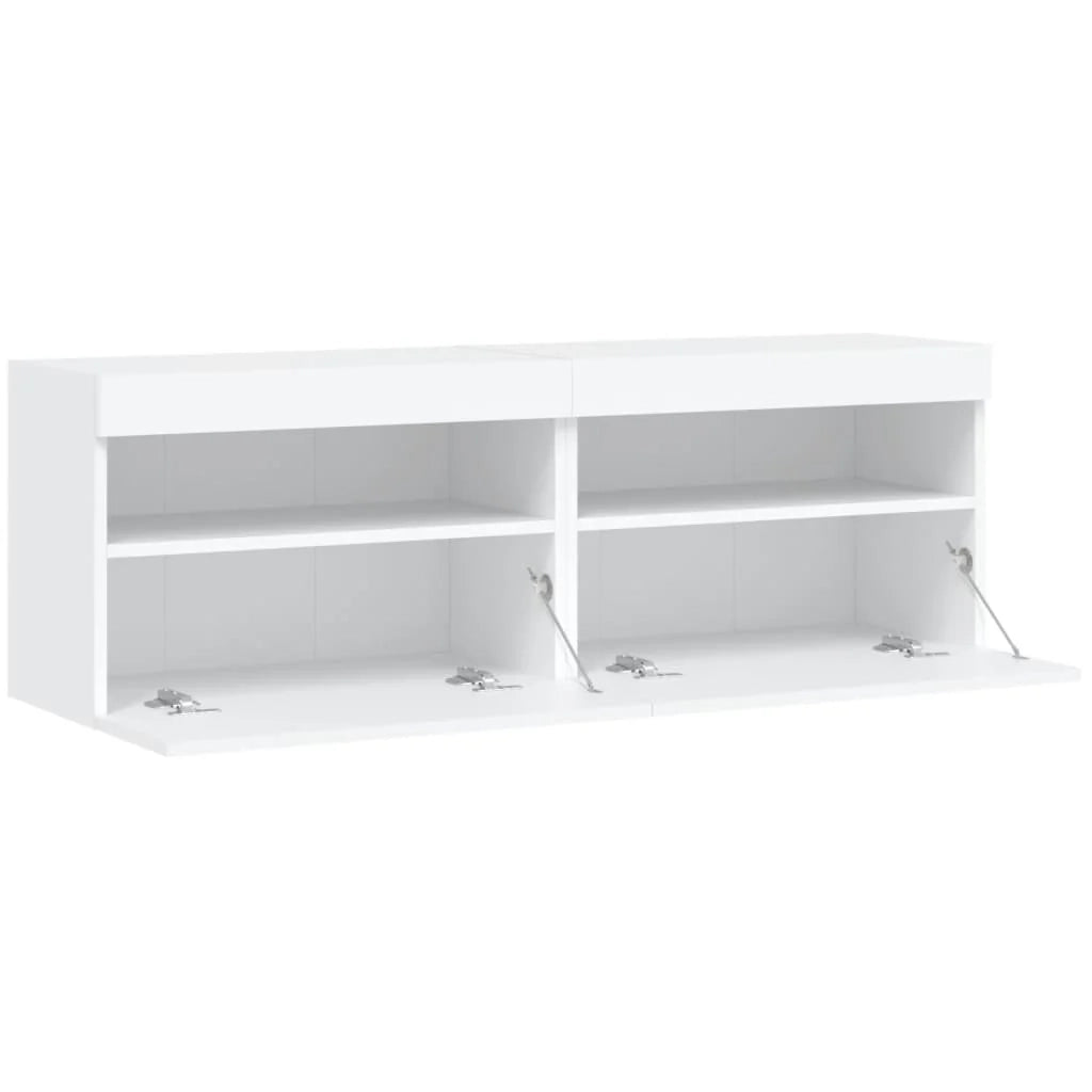 Mobile TV multimediale da parete mensola TV credenza mobile TV per sala da pranzo soggiorno camera da letto con luci LED 2 pezzi 60 x 30 x 40 cm bianco 02_0029109