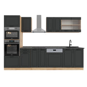 Vicco Cucina componibile Antracite casa di campagna/rovere dorato 300 cm con armadio alto, senza piano di lavoro