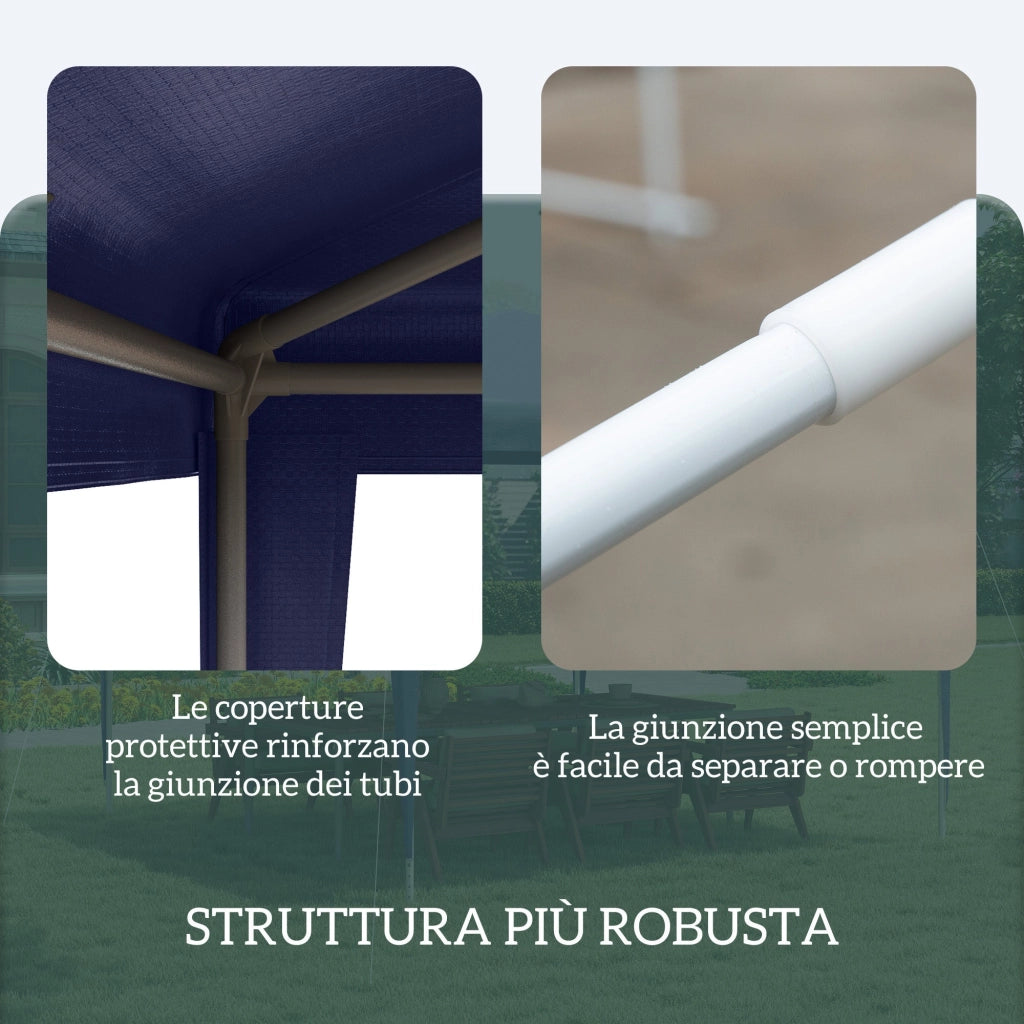 Gazebo da Giardino 293x293x252H cm Pieghevole e Portatile con Copertura Anti UV Blu