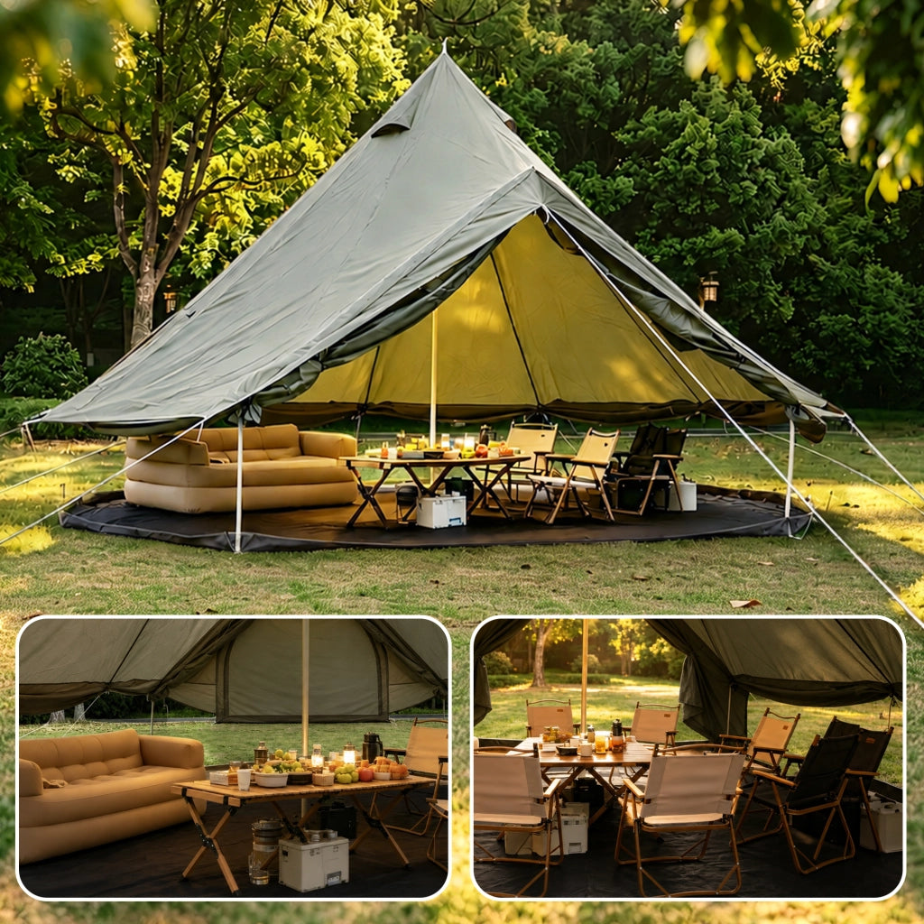 Tenda da campeggio a campana per 4-8 persone in poliestere verde scuro 400 × 400 × 250 cm