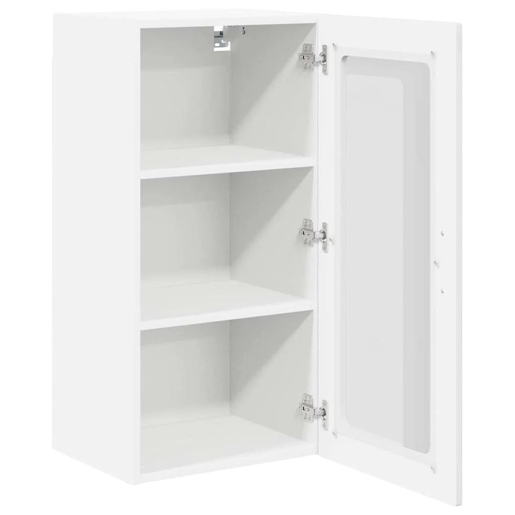 Set di 2 pratici pensili da cucina 40 x 31 x 80 cm stile moderno minimalista in legno composito bianco lucido 02_0054013