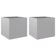 2 pz Fioriere | Cassetta per fiori | Vaso Argento 49x47x46 cm in Acciaio Zincato