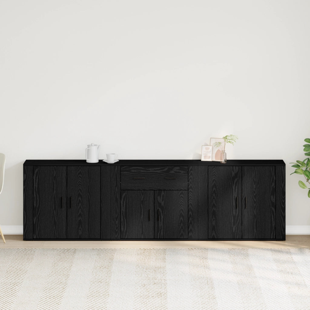 Madie 3 pz Rovere Nero Legno ingegnerizzato