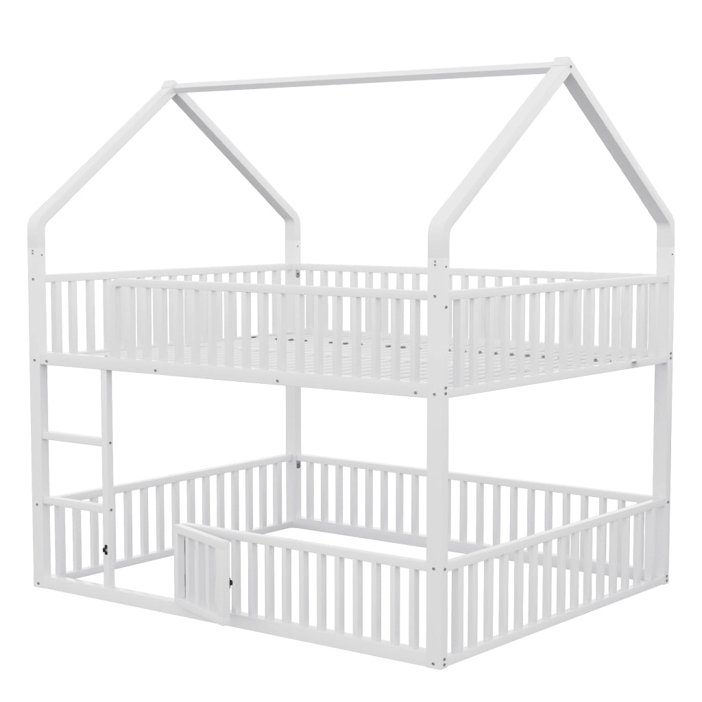 LETTO a castello 140x200 cm in metallo bianco, struttura a casetta
