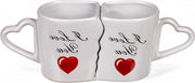 Set di 2 tazze da caffè in forma di cuore - 300 ml - Bianco - Ideali per coppie - Ceramica