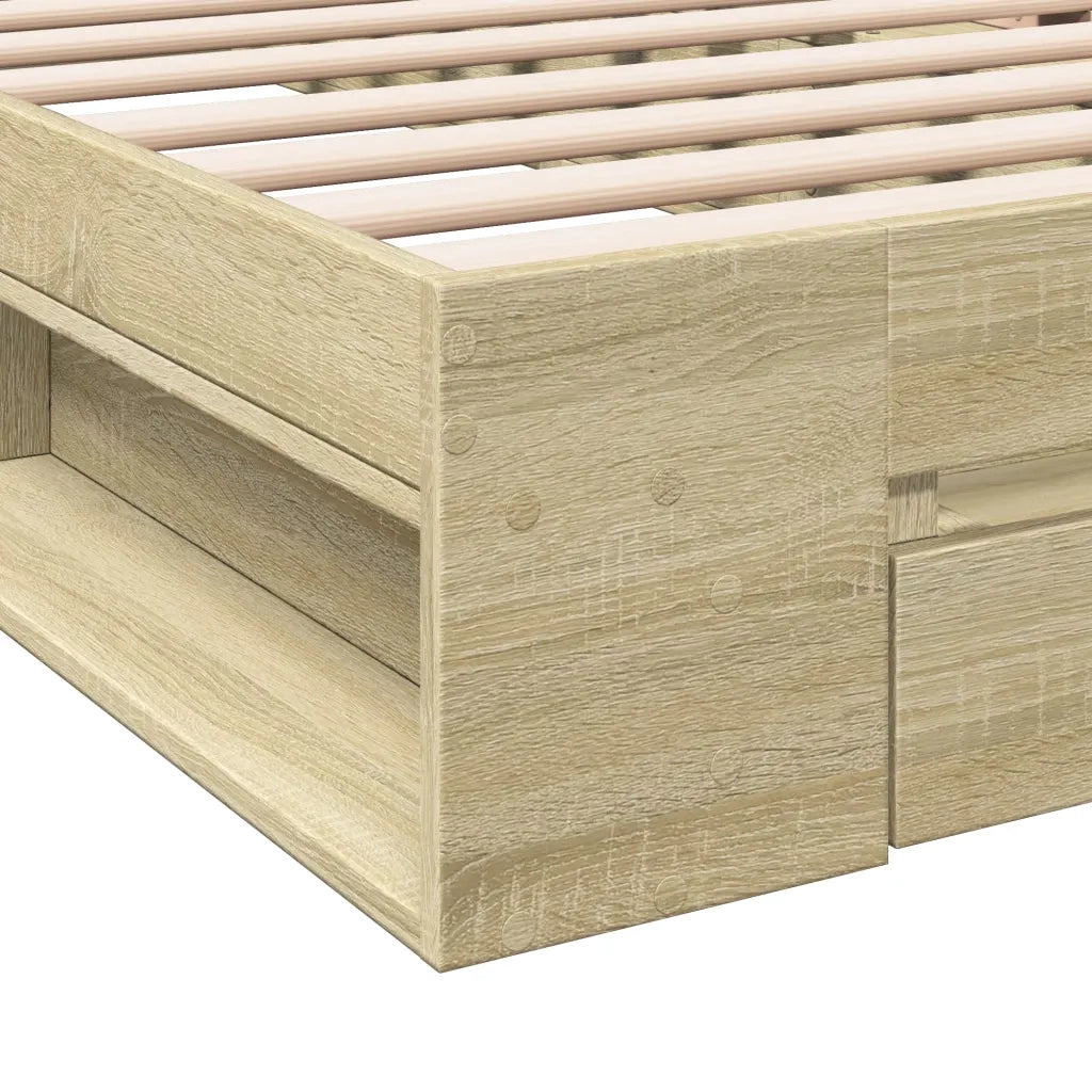 Letto singolo | Letto per adulti | Giroletto Cassetto Rovere Sonoma 90x190 cm Legno Multistrato