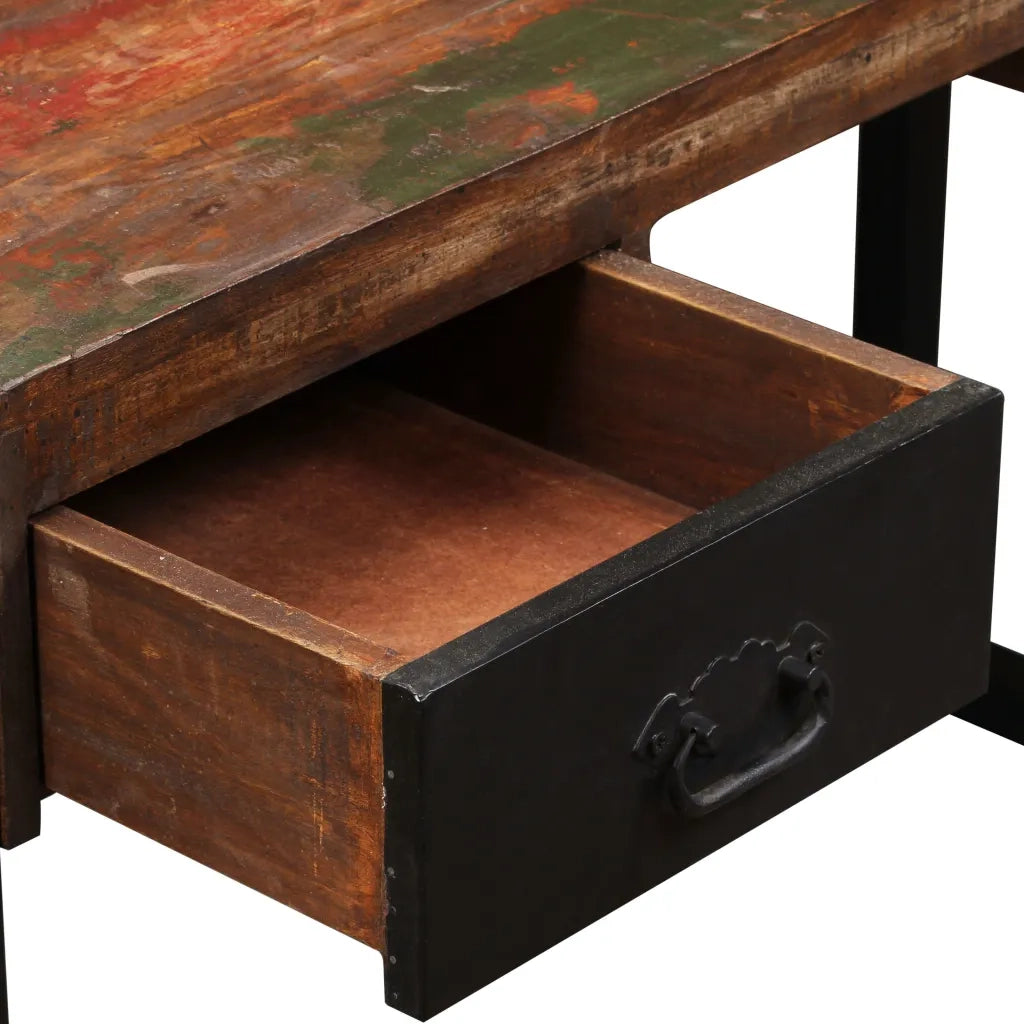 Scrivania a 2 Cassetti Legno Massello di Recupero 120x50x76 cm 244905