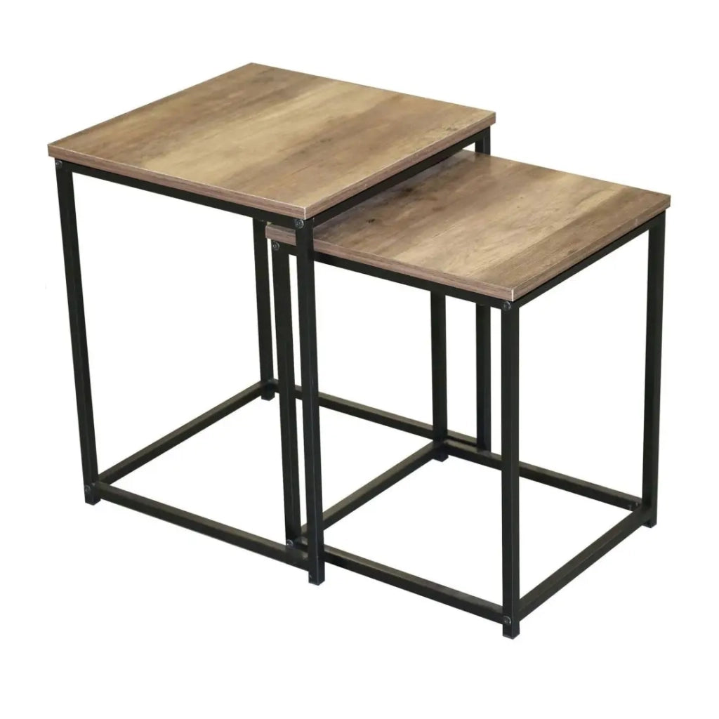 Set di 2 tavolini JAYCE a incastro – Quadrati – Stile rustico – 40x40 e 35x35 cm