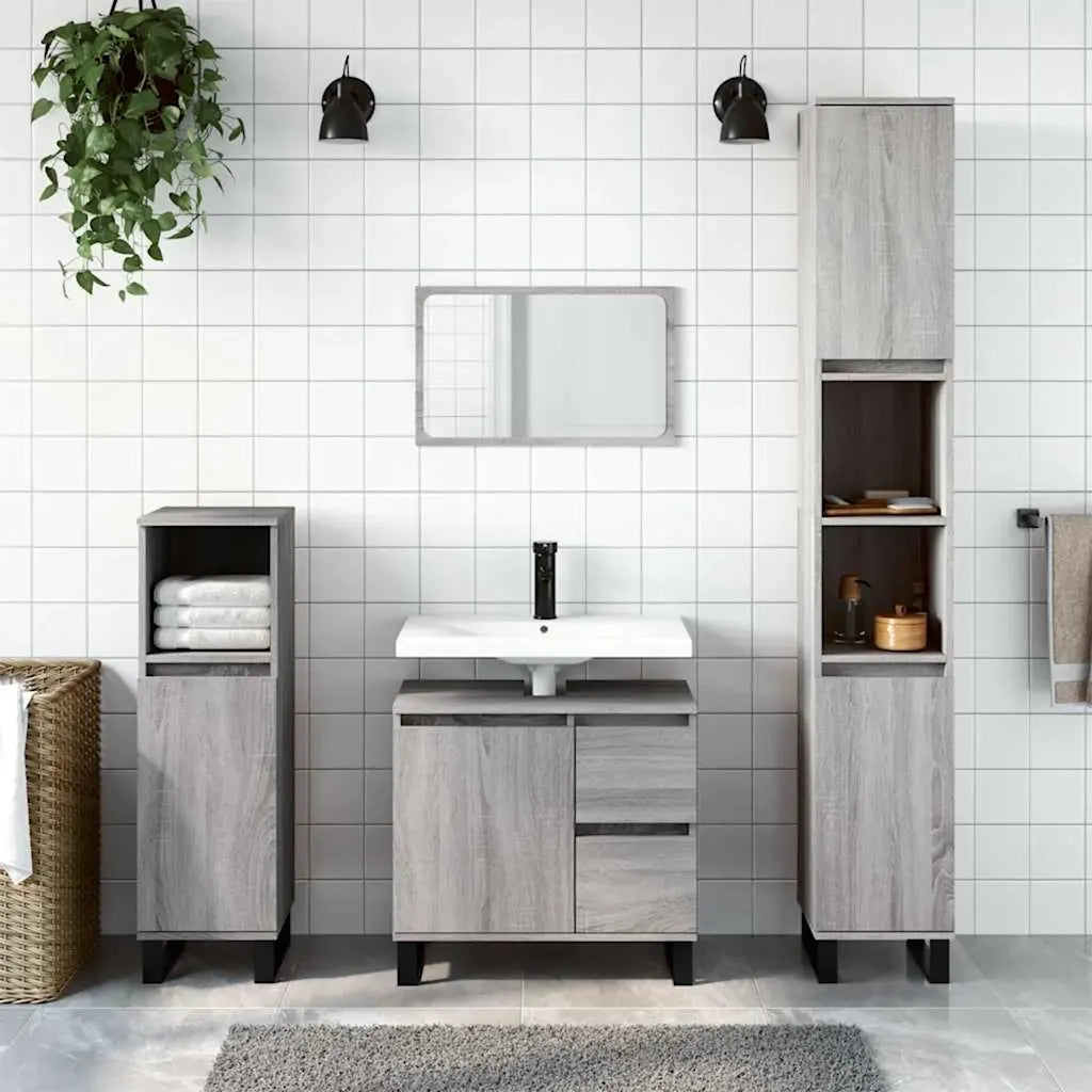 Armadietto Bagno | Armadio da bagno Grigio Sonoma 65x33x60 cm in Legno Multistrato