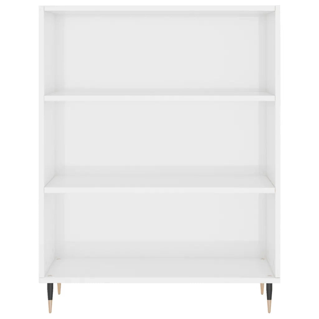 Libreria Bianco Lucido 69,5x32,5x90 cm in Legno Multistrato 828342