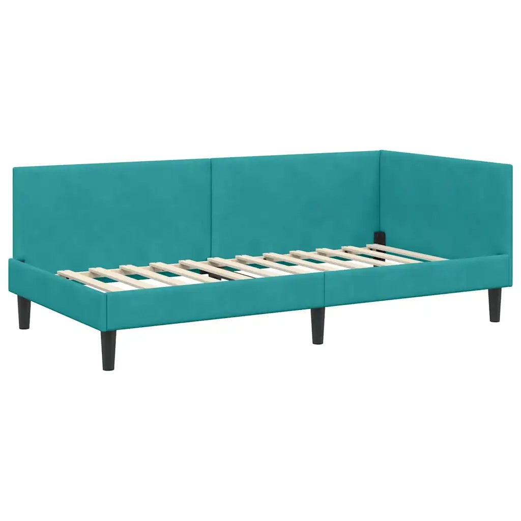 Struttura Letto Angolare con Materasso 2 pcs Turchese Velluto