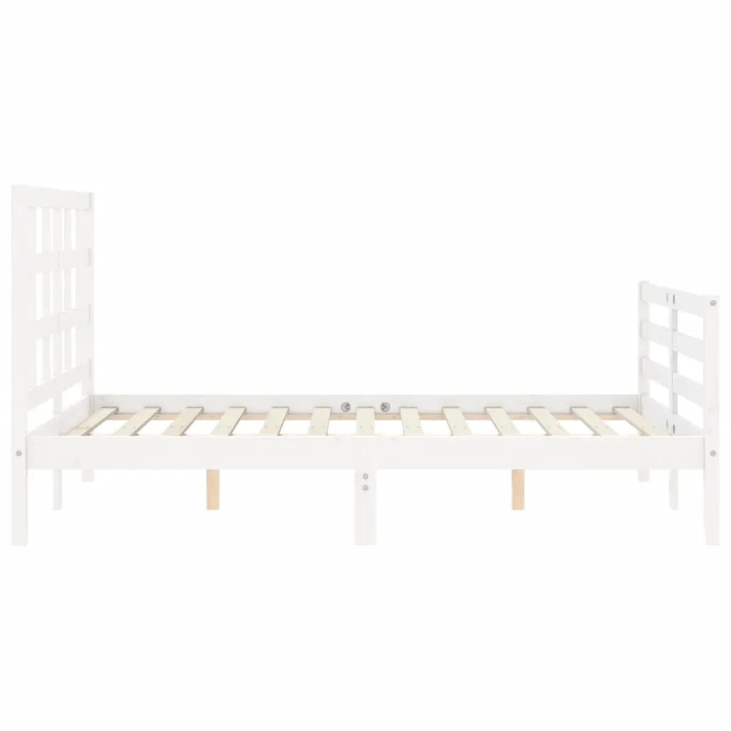 Giroletto con Testiera-Struttura Letto con testiera Bianco Small Double Legno Massello 780560