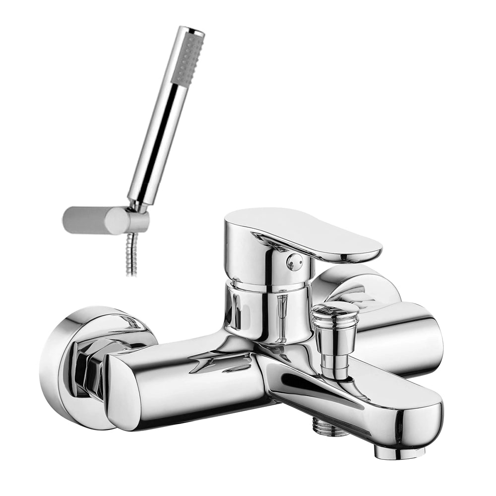 Set miscelatore lavabo e bidet con scarico salterello e miscelatore vasca esterno con doccetta Selma