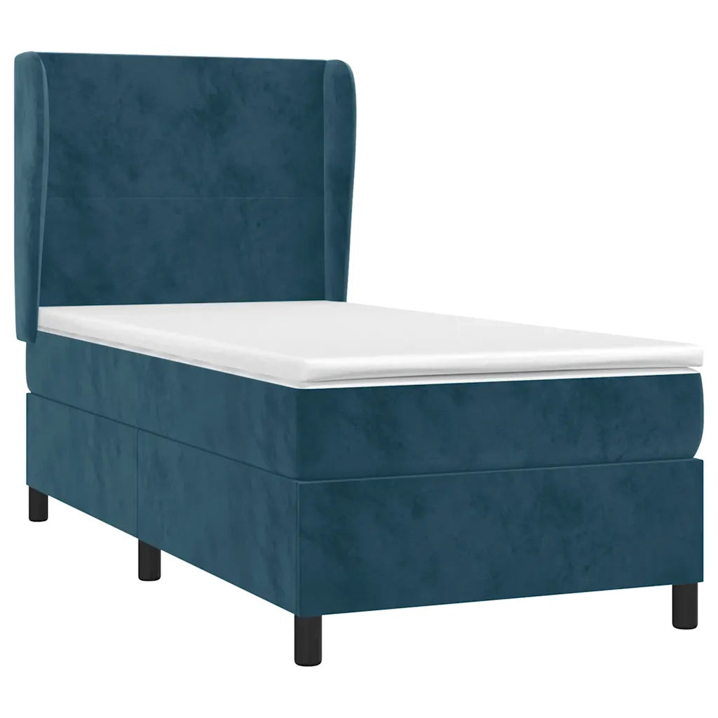Giroletto a Molle con Materasso Blu Scuro 80x200 cm in Velluto