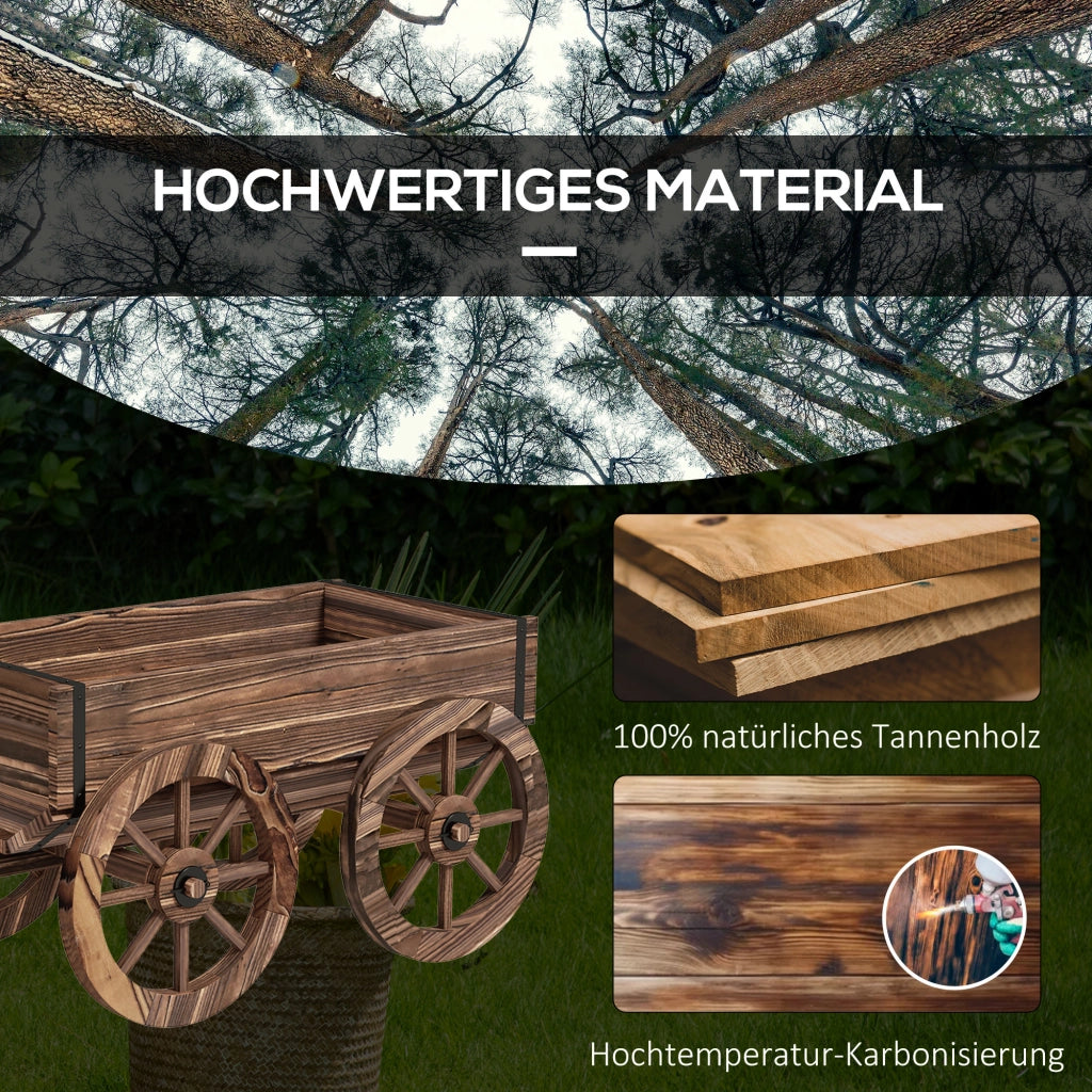 FIORIERA con ruote e manico 71x37x25 cm Legno Marrone
