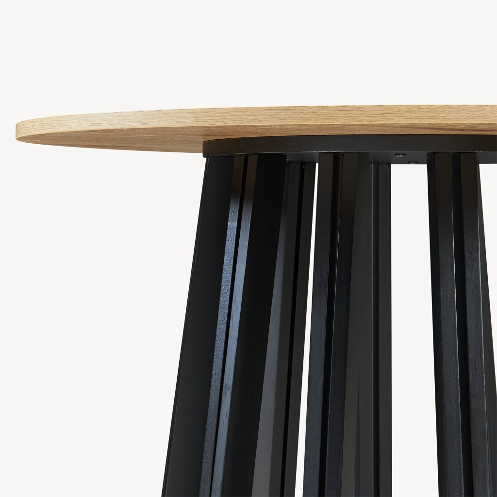 Tavolo Rotondo Lensuu da Pranzo (AxØ) 76 x 80 cm - Effetto Rovere/Nero [en.casa]