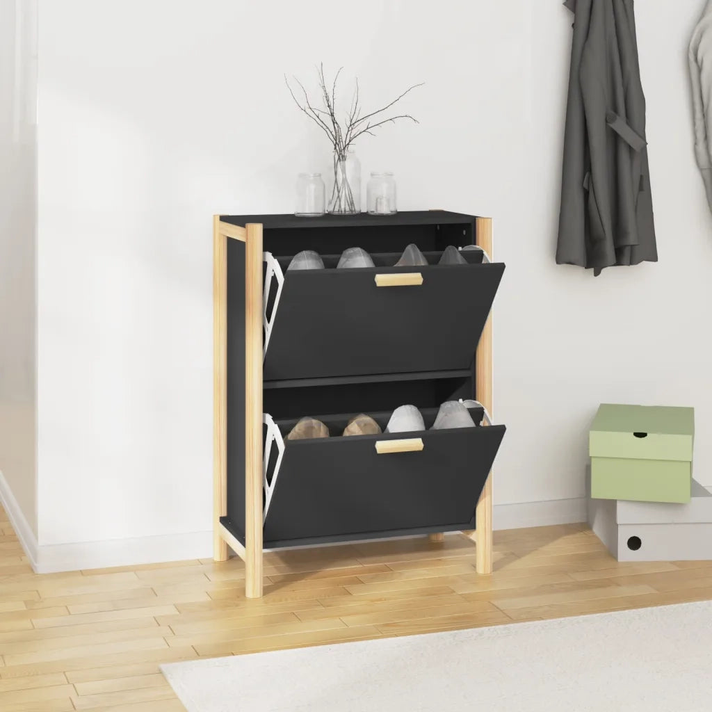 Scarpiera | Mobile per scarpe Nera 57,5x33x80 cm in Legno Multistrato