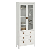 Vetrina Lazio, Credenza espositiva, Vetrinetta multiuso, Madia da soggiorno, 78x33 h199 cm, Bianco