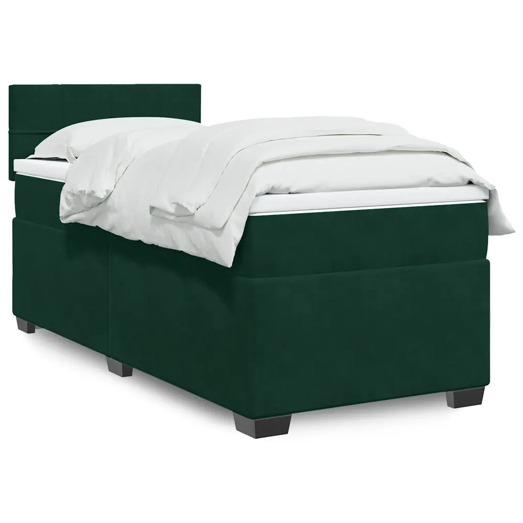 Giroletto a Molle con Materasso Verde Scuro 90x190 cm Velluto 3288501