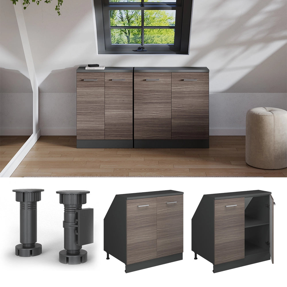 Mobile sottotetto Rion Grigio nobile/Antracite 80 x 83.8 cm con 2 porte, carcassa 60 cm profondità Vicco