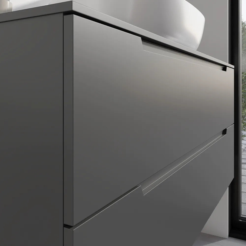 Mobile bagno sospeso 120cm grigio opaco due cassetti soft-close con top | Bako