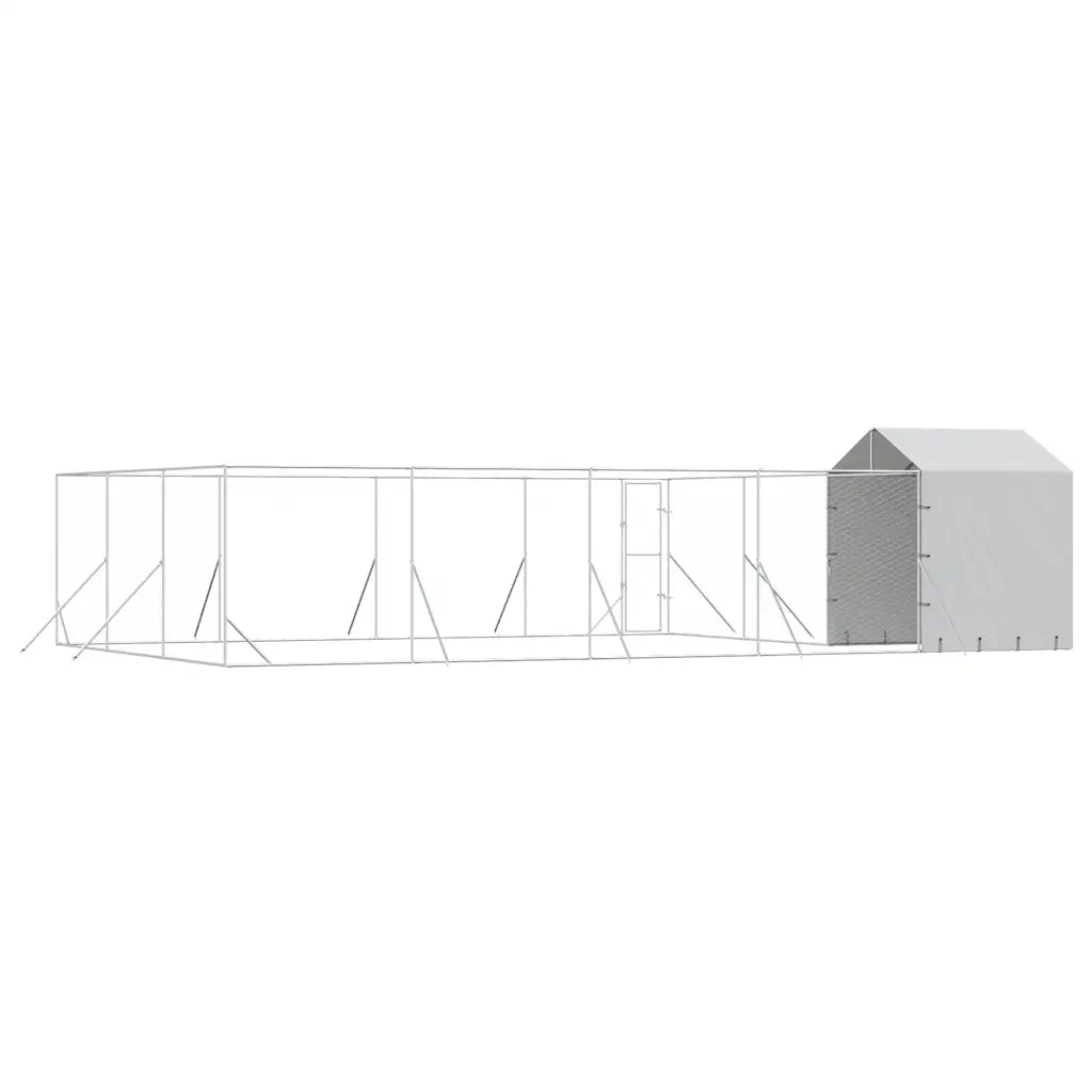 Cuccia Cani da Esterno Tetto Argento 10x6x2,5 m Acciaio Zincato 3190480