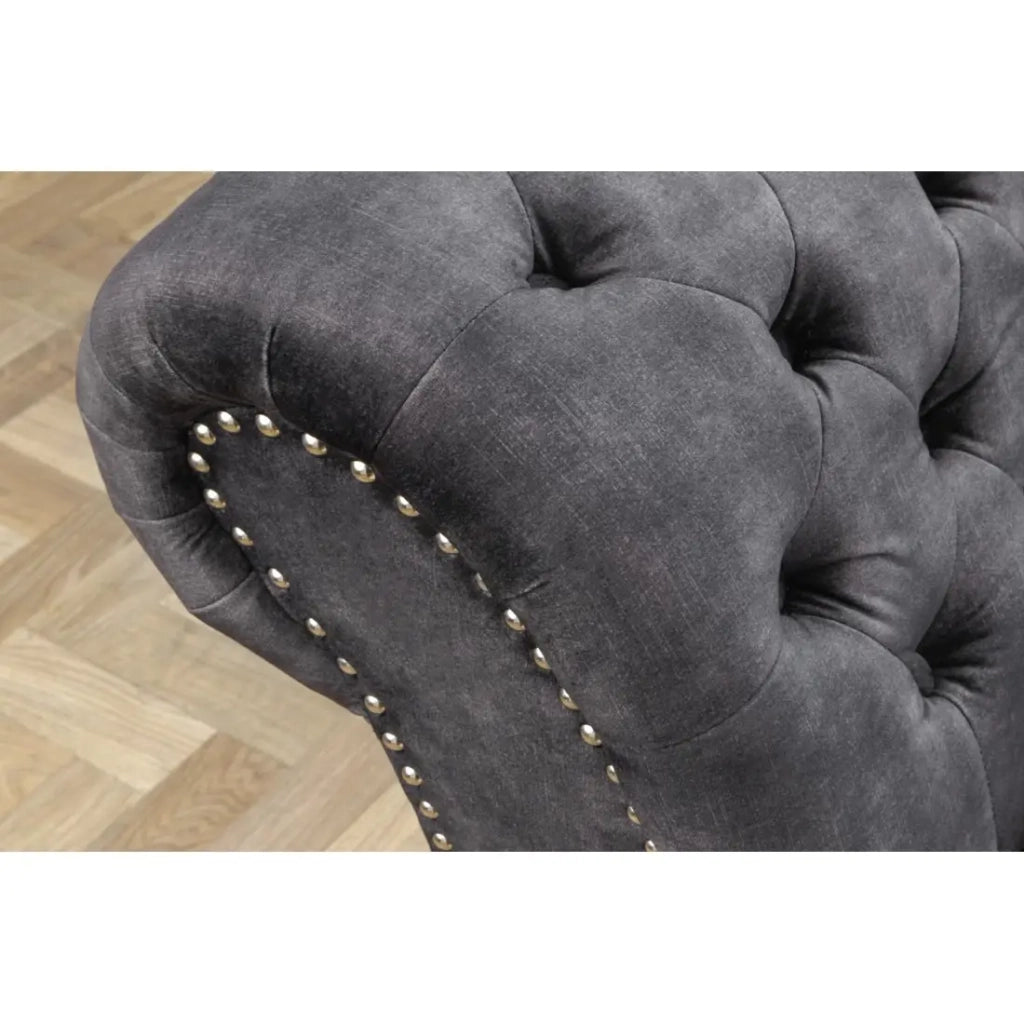 Méridienne EDGAR – Grigio scuro – Velluto stile barocco
