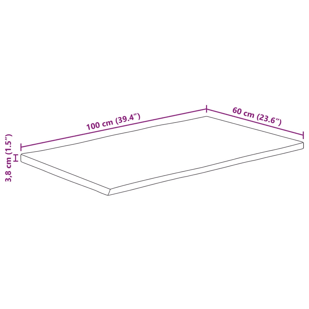 vidaXL Piano Tavolo 100x60x3,8 cm Bordi Vivi in Legno Massello Mango