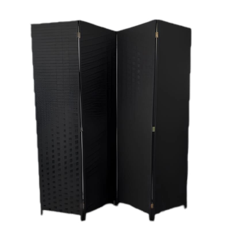 SEPARE' CON QUATTRO PANNELLI IN PLATICA NERO CON STRUTTURA IN LEGNO MISURE: 180X180CM