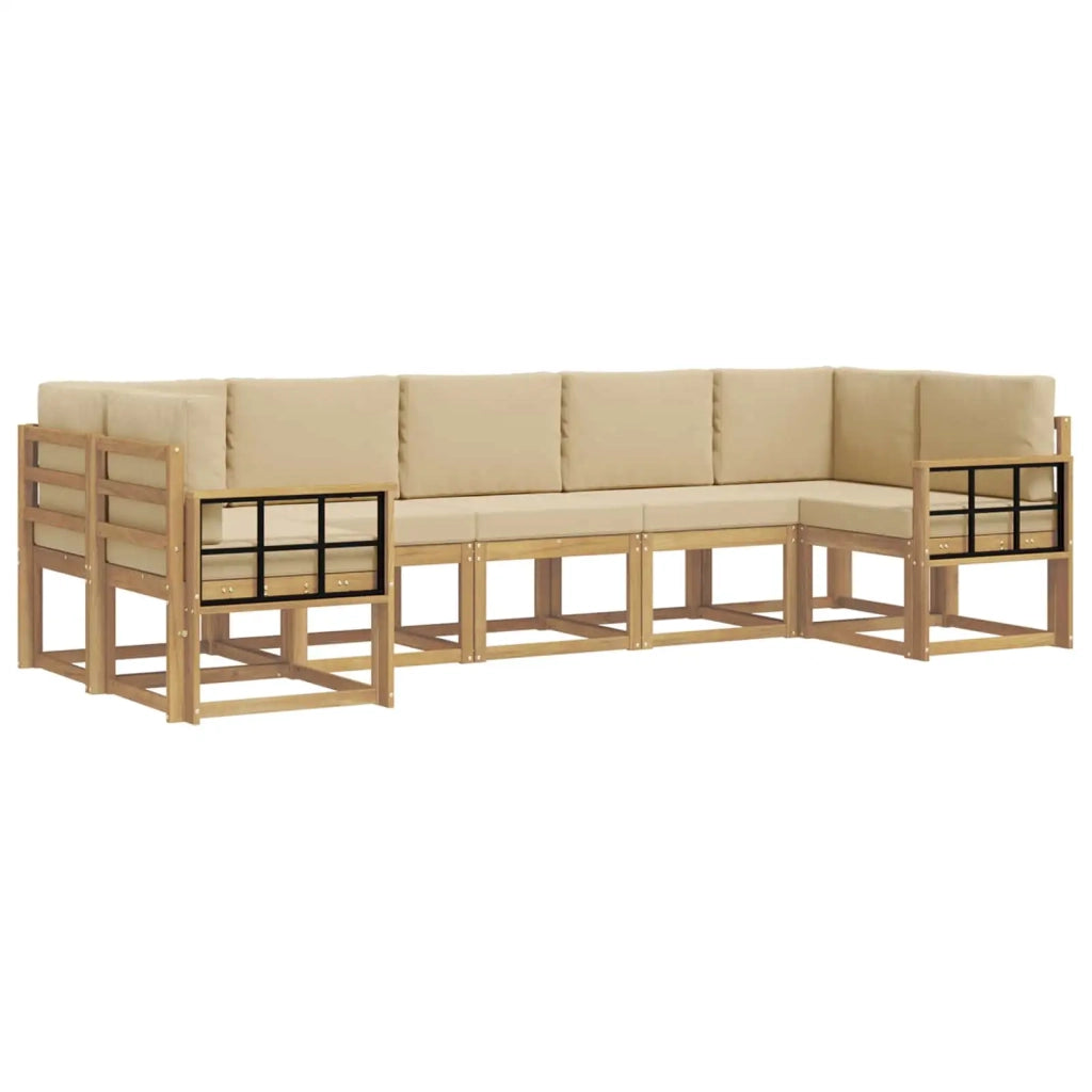 Set di divani da esterno 7 pz Bianco e Beige 3388167