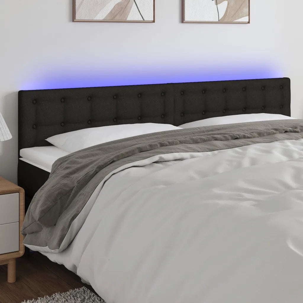 Testiera | Testata a LED Nera 200x5x78/88 cm in Tessuto