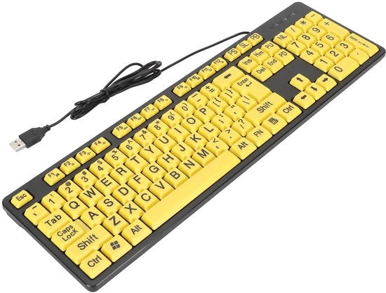 Tastiera per Computer con Grande Fonte - Collegamento USB - Tastiera Extra Grande - Visivamente Accessibile - Adatta per Anziani - 104 Tasti