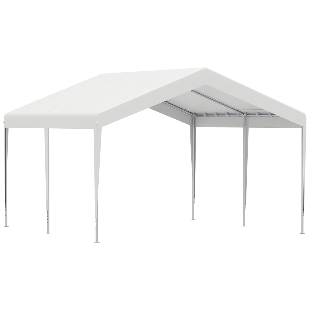 Garage Portatile 4x4m ¨C zephmum ¨C Bianco, Tettoia anti UV, Pioggia e Vento