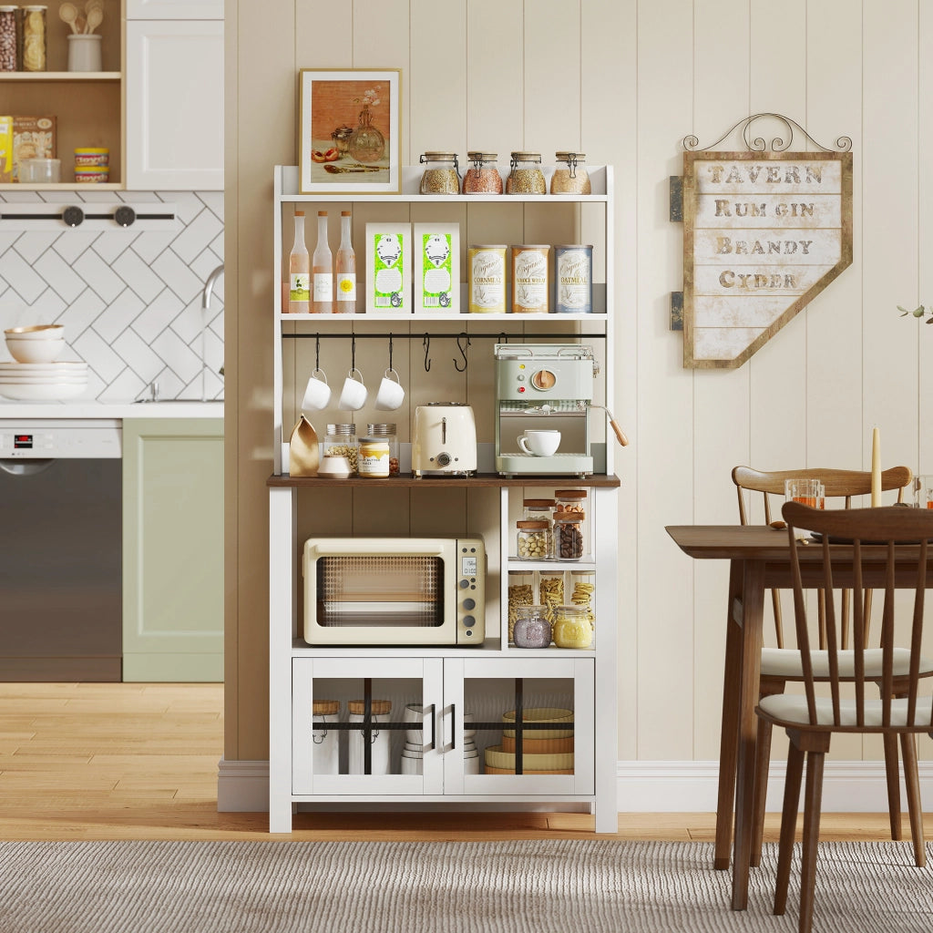 Armadio Cucina con Ante Vetro e Ripiani ¨C Zephmum ¨C 80x40x152 Bianco