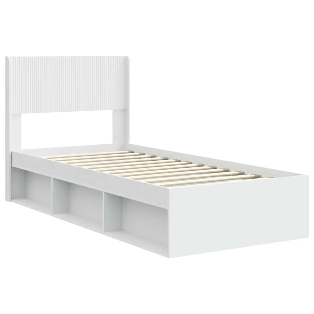 Struttura del letto con stoccaggio e testata Bianco 90 x 200 cm 3414259