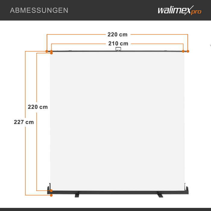 Fondale fotografico a rullo bianco 210 x 220 cm, sfondo per foto High-Key, con custodia di trasporto, Pannello per studi fotografici ingualcibile