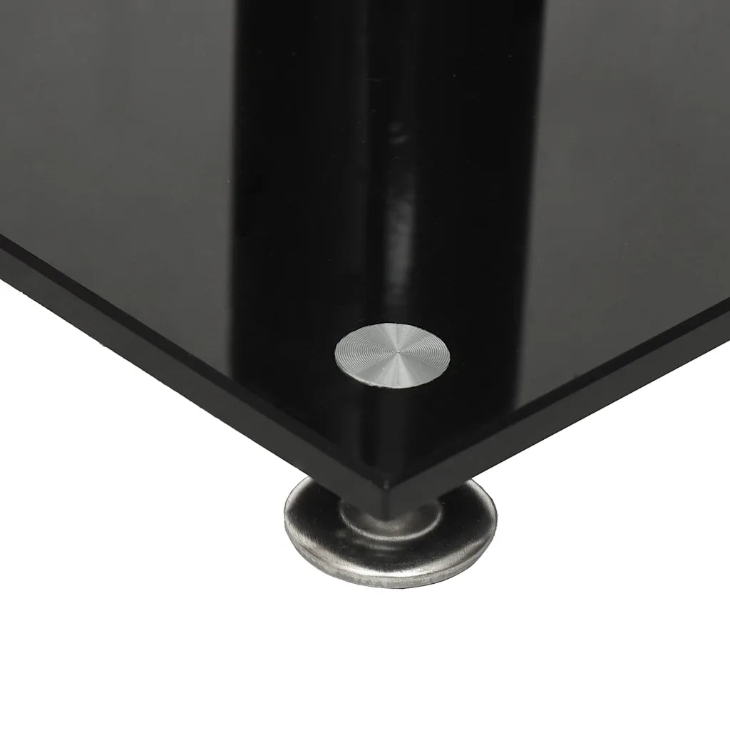 Pedane per Casse 2pz Nero Vetro Temperato Design a 1 Pilastro 51808