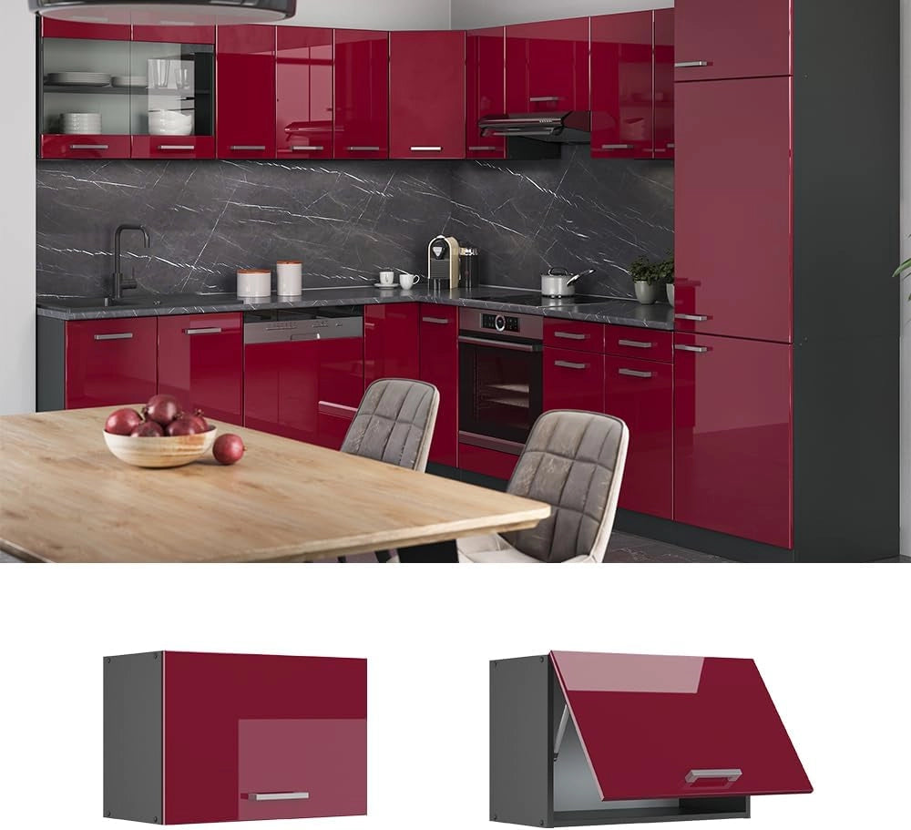 Pensile da cucina R-Line, Rosso lucido, 60 cm Piatto, per la libera combinazione all'interno di sistemi cucina modulari