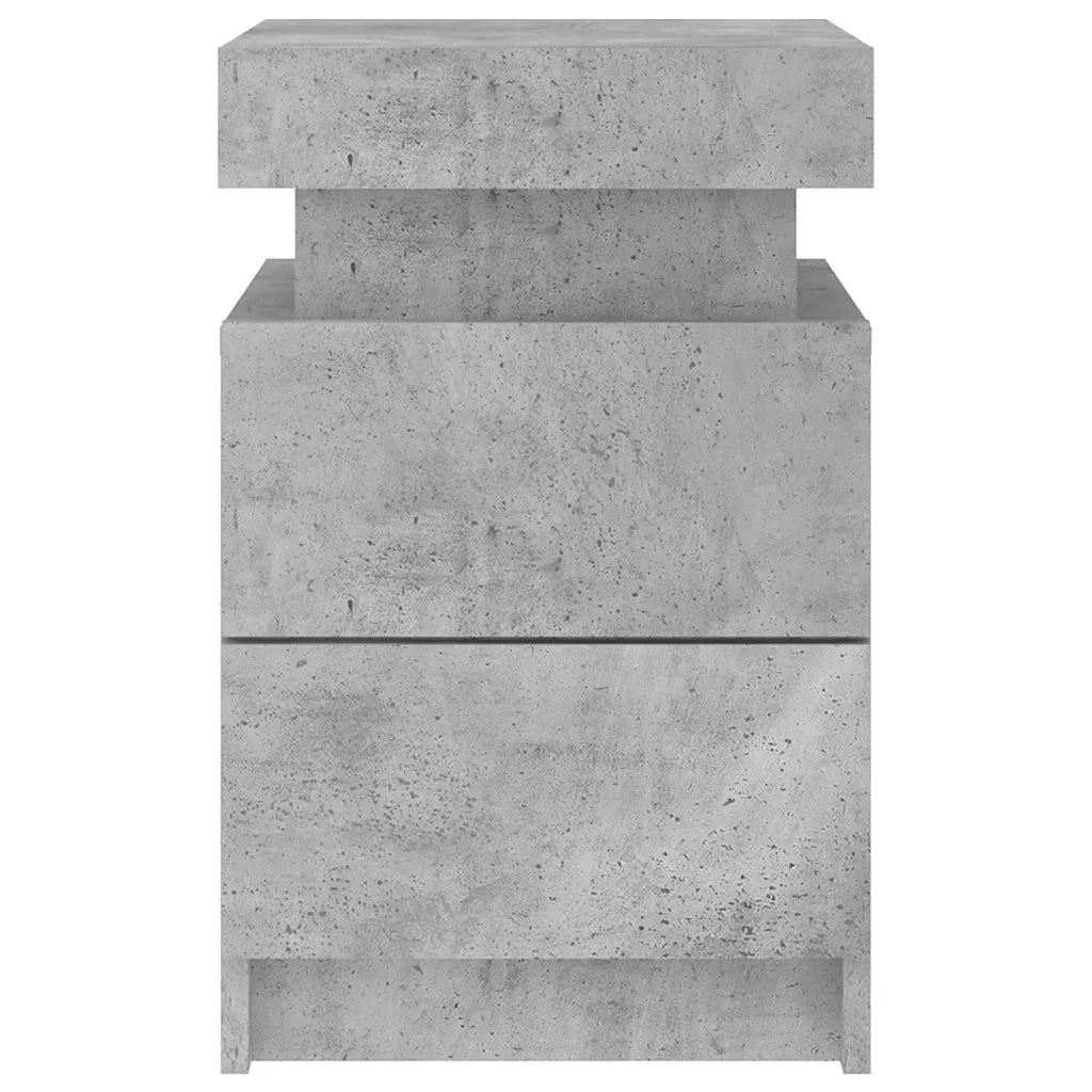 Comodini con Luci LED 2pz Grigio Cemento 35x39x55 cm