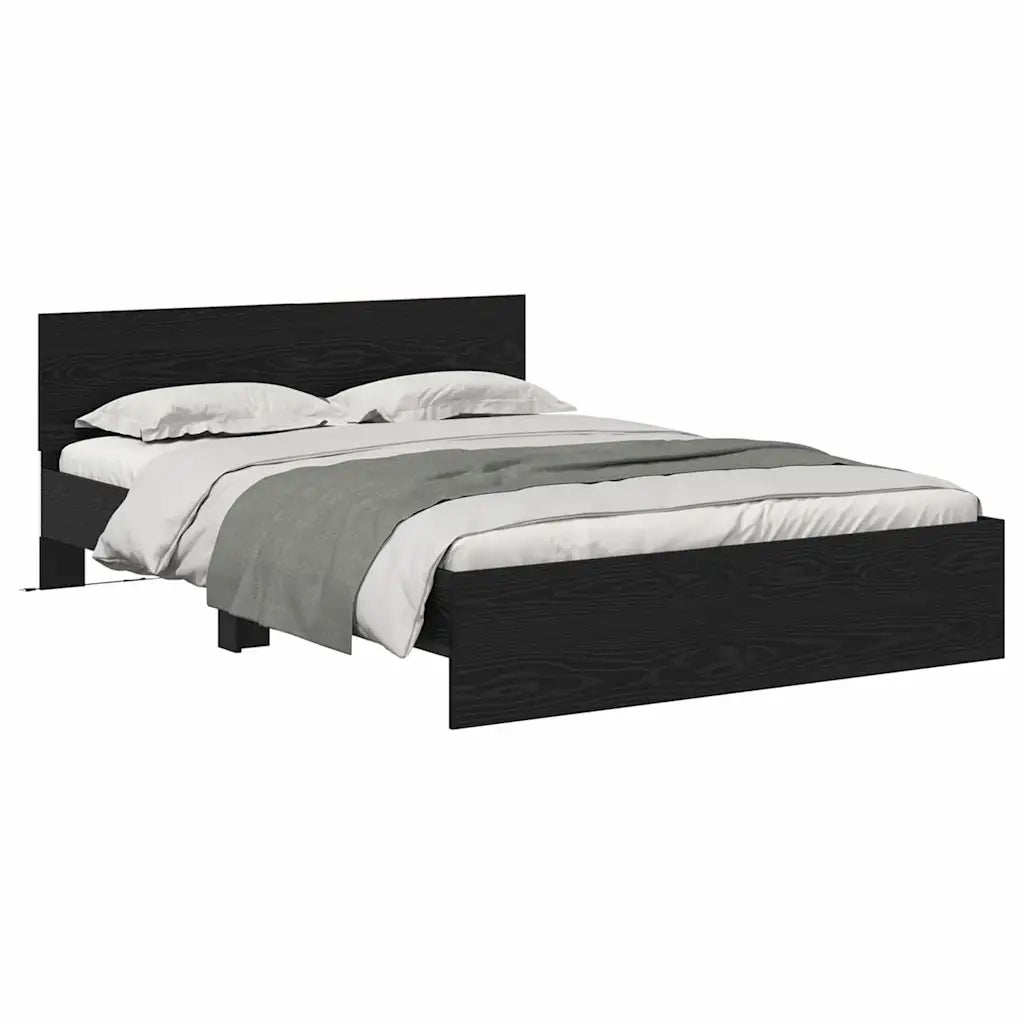 Struttura del letto Rovere Nero 120 x 190 cm Legno multistrato